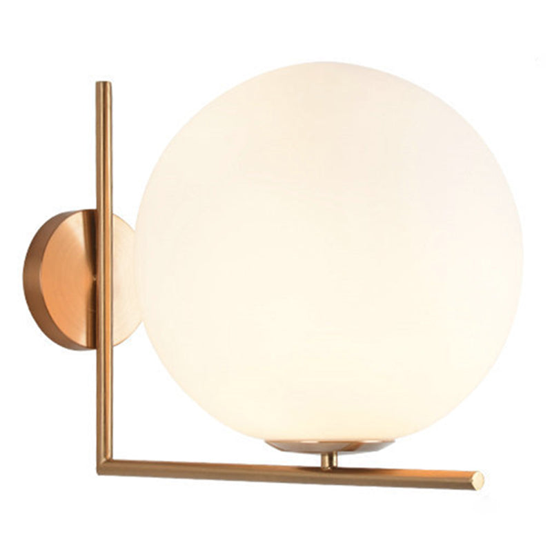 Globe White Glass Wall Light Nordic Simplicity Style Single Light Wall Sconce in Gold