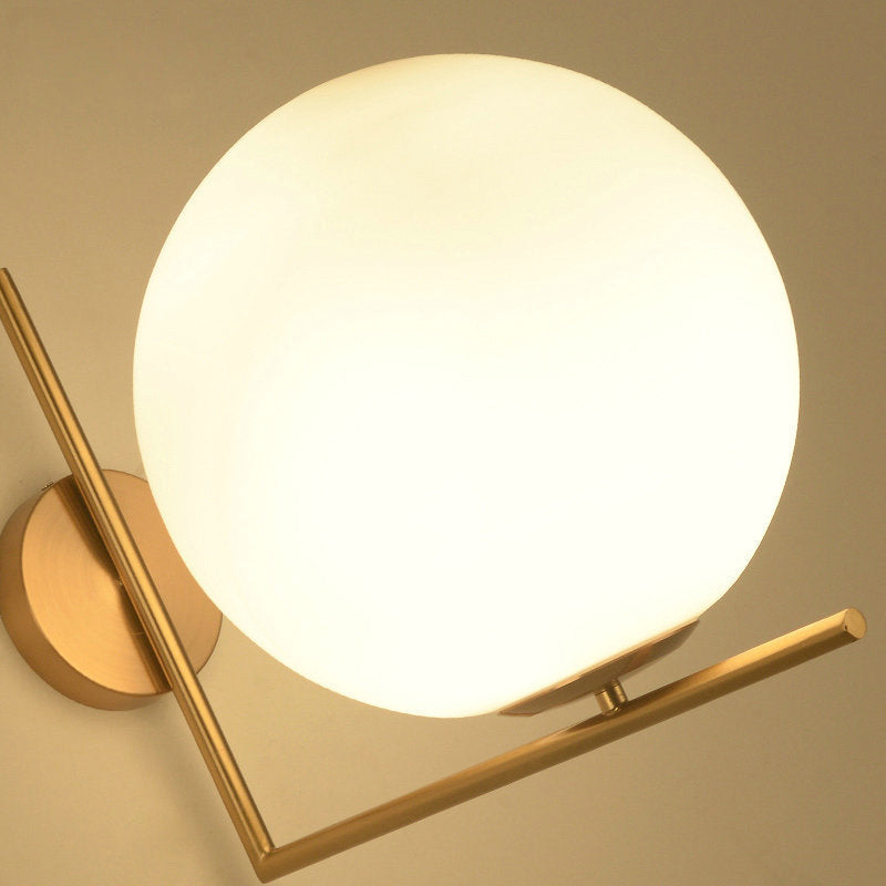 Globe White Glass Wall Light Nordic Simplicity Style Single Light Wall Sconce in Gold