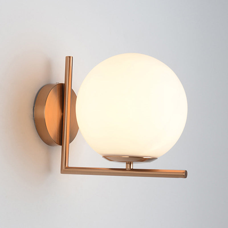 Globe White Glass Wall Light Nordic Simplicity Style Single Light Wall Sconce in Gold