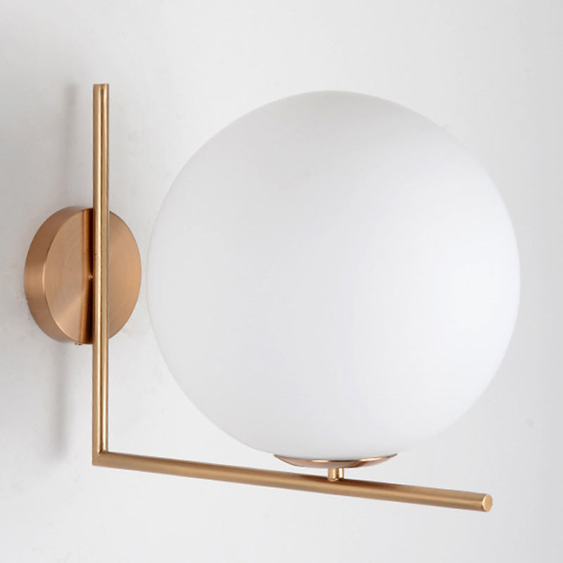 Globe White Glass Wall Light Nordic Simplicity Style Single Light Wall Sconce in Gold