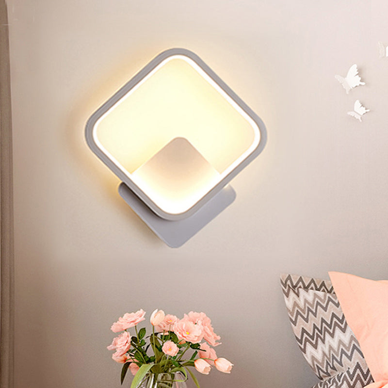 Aluminum Alloy Minimalism Style LED Wall Sconce 11.8" H Square Rounded Corners Mini Bedside Lights