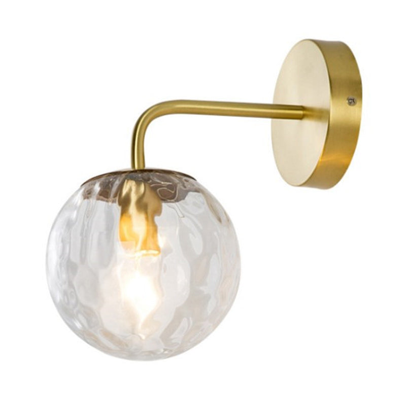 Modern Globe Glass Sconce Light Single Light Metal Wall Lamp in Gold for Dining Room