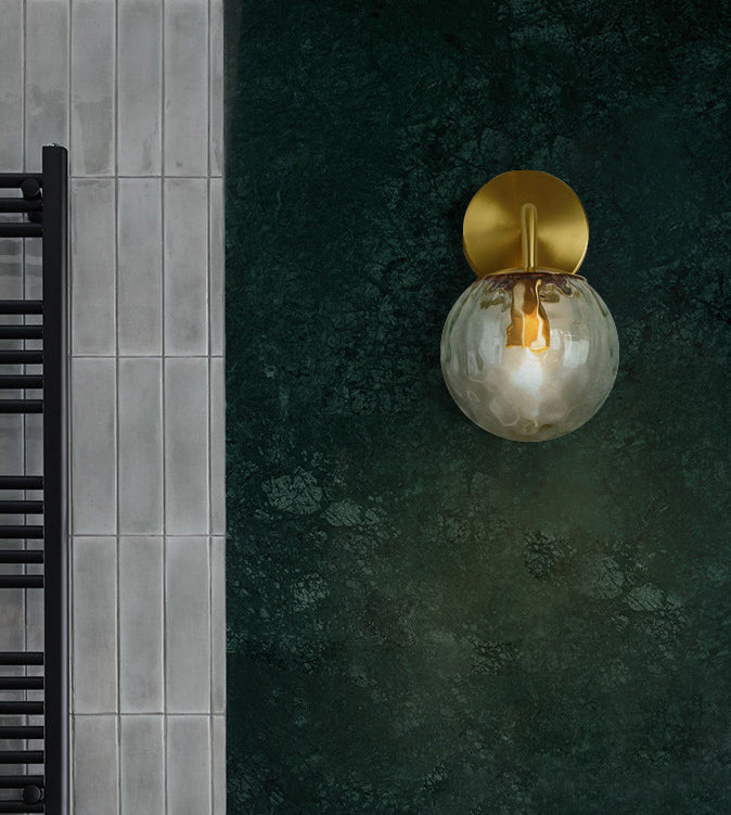 Modern Globe Glass Sconce Light Single Light Metal Wall Lamp in Gold for Dining Room