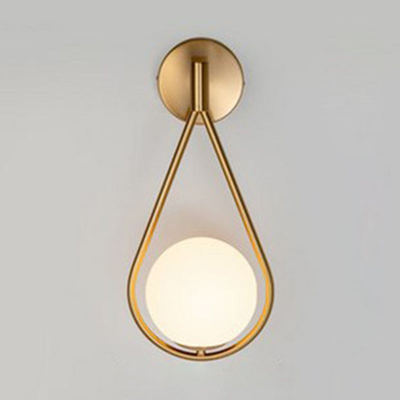 White Glass Globe Wall Light 1 Light Modern Minimalist Sconce Light for Study Living Room