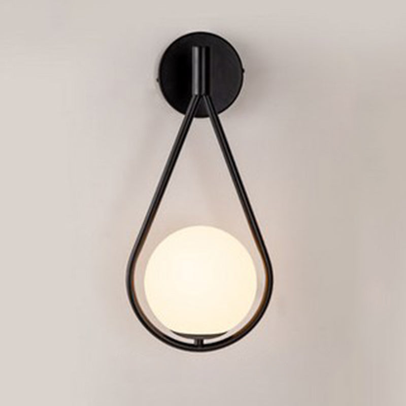 White Glass Globe Wall Light 1 Light Modern Minimalist Sconce Light for Study Living Room
