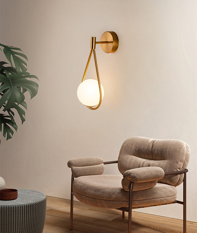 White Glass Globe Wall Light 1 Light Modern Minimalist Sconce Light for Study Living Room