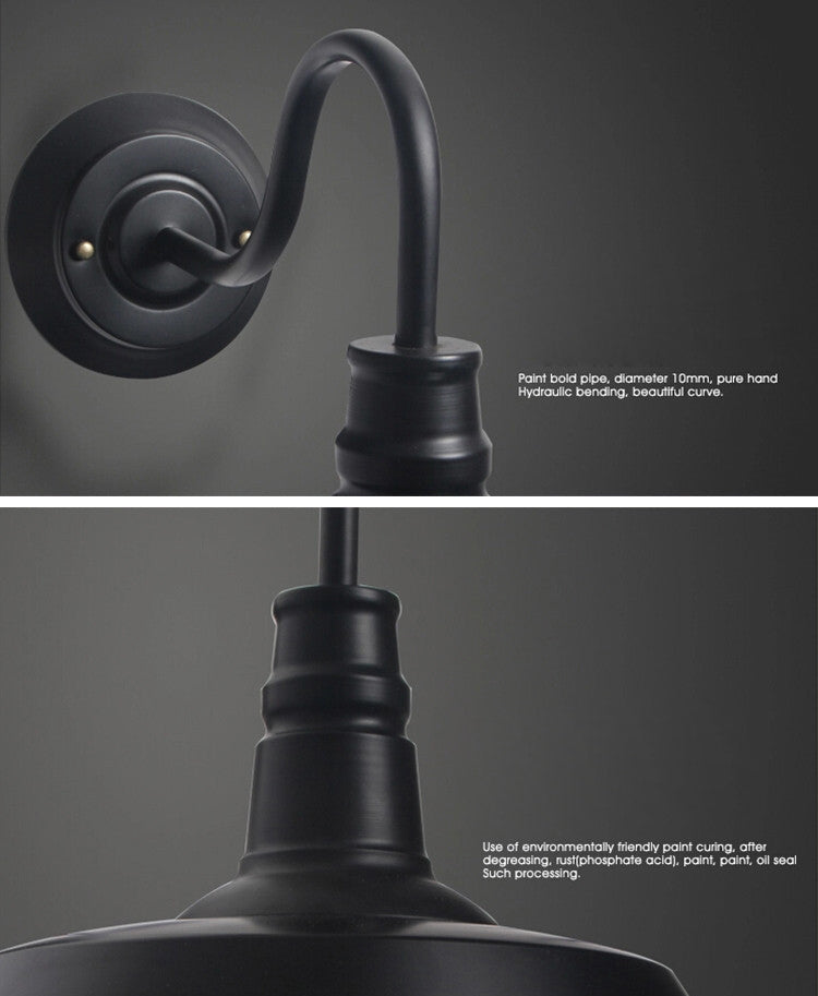Retro Industrial Style Wall Sconce with Dome Shade Metal Gooseneck Arm Wall Light for Restaurant