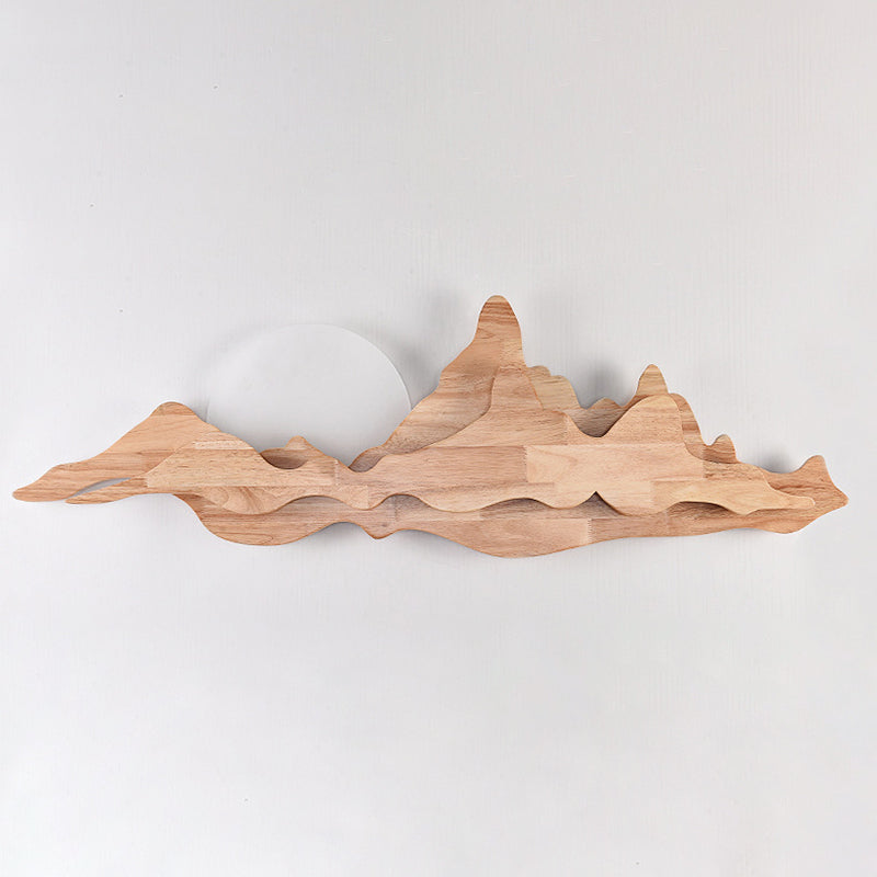 Contemporary Mountain Wall Mounted Lights Wood Flush Mount Wall Sconce for Living Room