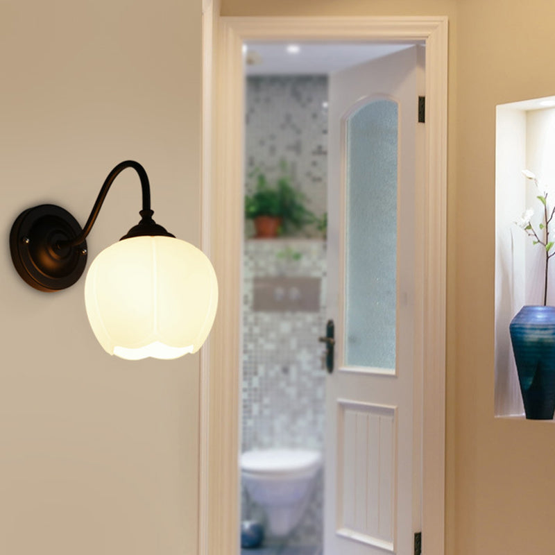 Gooseneck Wall Light Sconce Industrial Style Glass 1 Light Sconces