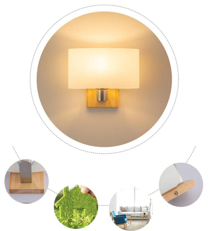 Ultra-modern Cylinder Wall Sconce Lighting Wood Wall Mounted Light Fixture for Living Room