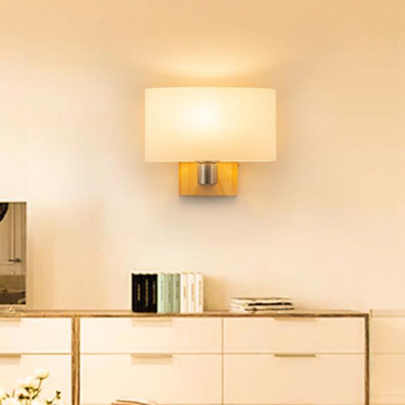 Ultra-modern Cylinder Wall Sconce Lighting Wood Wall Mounted Light Fixture for Living Room