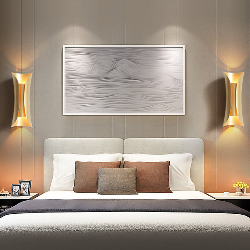 13"/21"/30" H 2 Heads Wall Light Sconce Simplicity Curled Metal Wall Mount Lamp, Brass/Gold/Natural Wood Finish