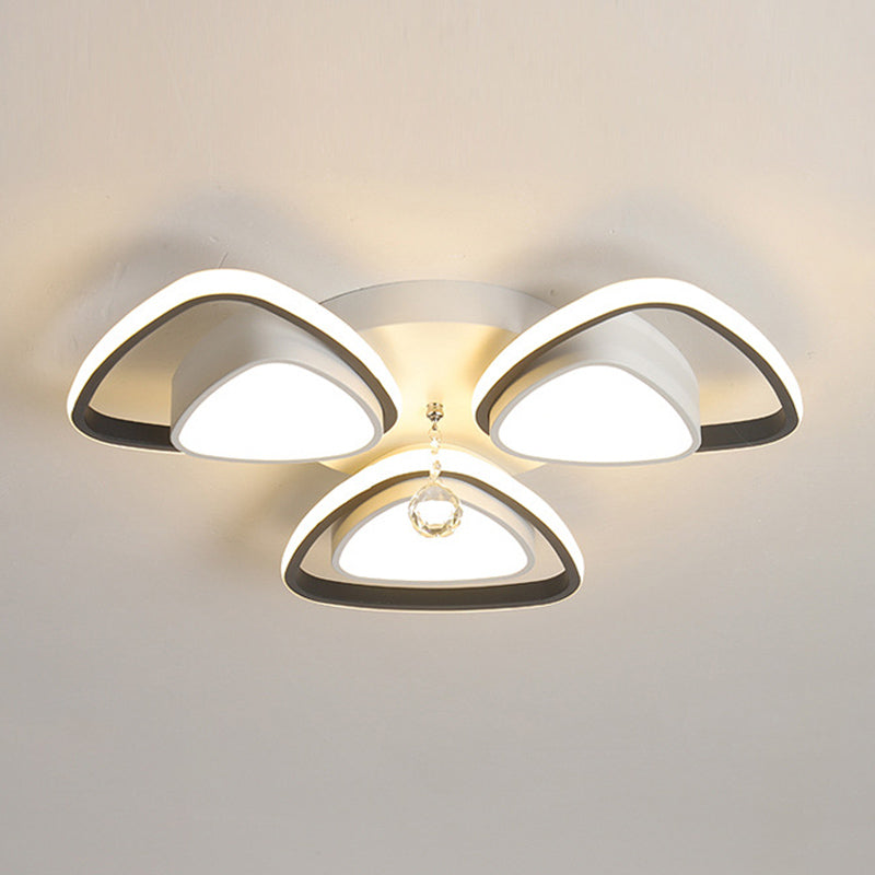 Noir et blanc triangle encastré cristal lustre acrylique moderne LED plafonnier