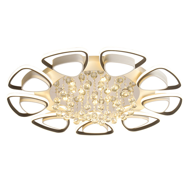 Zwart-witte driehoekige inbouw moderne acryl LED-plafondlamp met kristallen druppels
