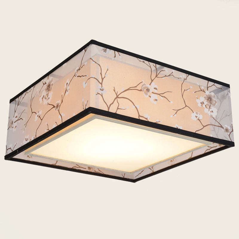 Fabric Square Flush Mount Ceiling Fixture Modern Flush Ceiling Light Fixture for Bedroom