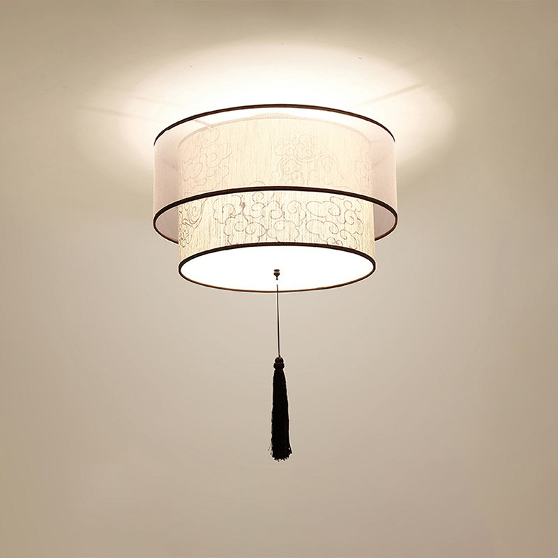 Plafonnier géométrique pour salon, luminaire moderne en tissu blanc