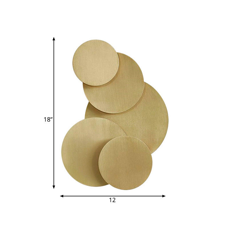 Metallic Disc Wall Mounted Lighting Minimalist 2-Light Brass Finish Sconce Light Fixture