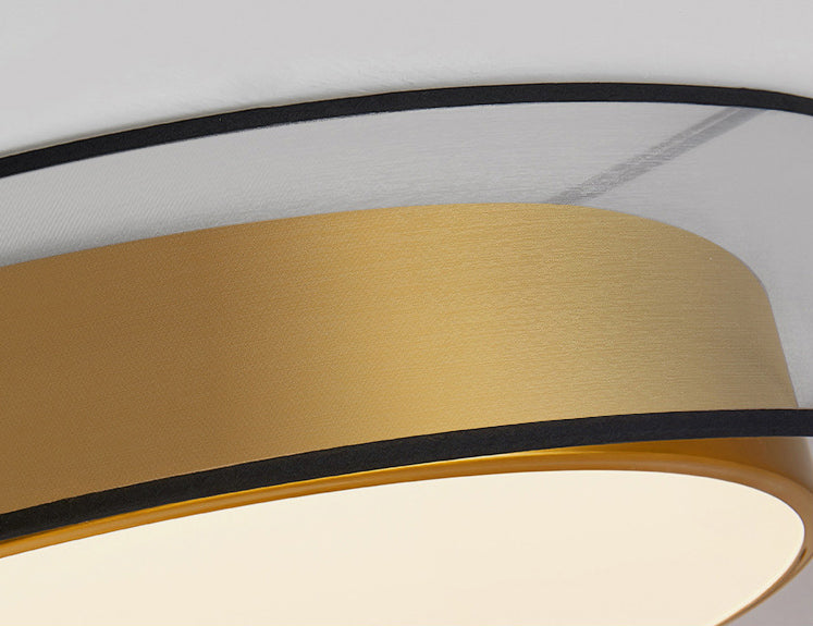 Plafonnier encastré à tambour en tissu moderne, plafonnier LED pour chambre à coucher en laiton