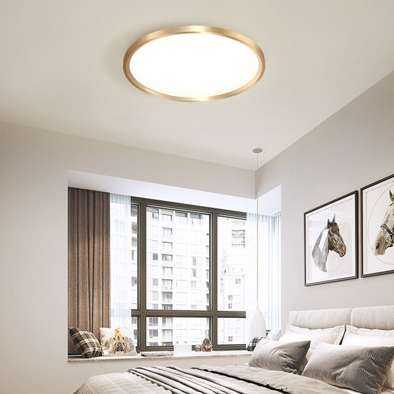 LED Bedroom Flush Ceiling Light Fixture Modern Gold Flush Ceiling Light with Circle Metal Shade