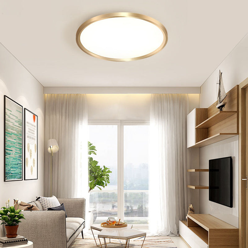 LED Bedroom Flush Ceiling Light Fixture Modern Gold Flush Ceiling Light with Circle Metal Shade