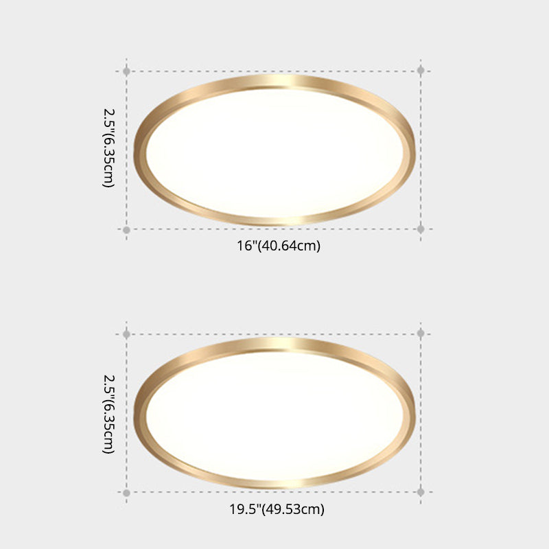 LED Bedroom Flush Ceiling Light Fixture Modern Gold Flush Ceiling Light with Circle Metal Shade