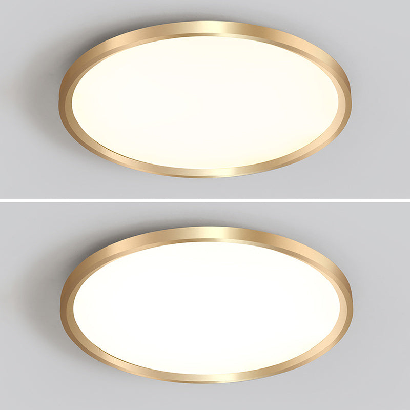 LED Bedroom Flush Ceiling Light Fixture Modern Gold Flush Ceiling Light with Circle Metal Shade