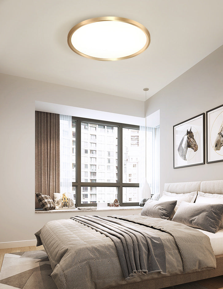 LED Bedroom Flush Ceiling Light Fixture Modern Gold Flush Ceiling Light with Circle Metal Shade