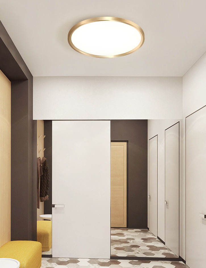 LED Bedroom Flush Ceiling Light Fixture Modern Gold Flush Ceiling Light with Circle Metal Shade