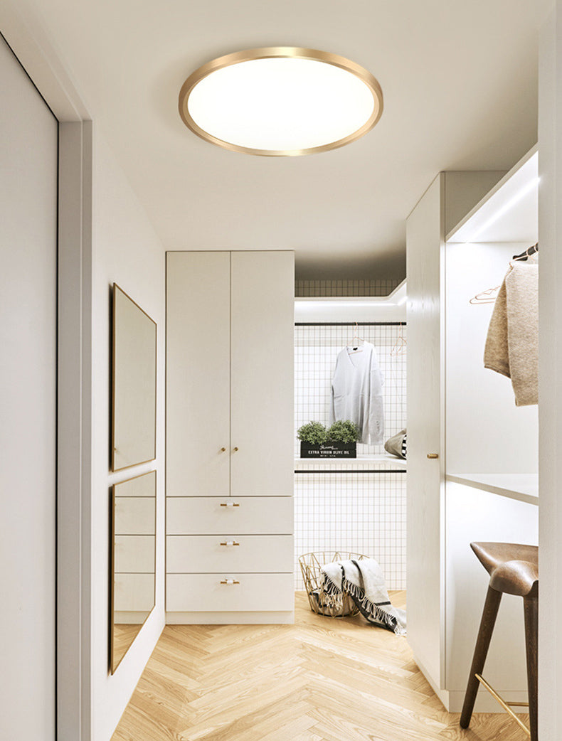 LED Bedroom Flush Ceiling Light Fixture Modern Gold Flush Ceiling Light with Circle Metal Shade