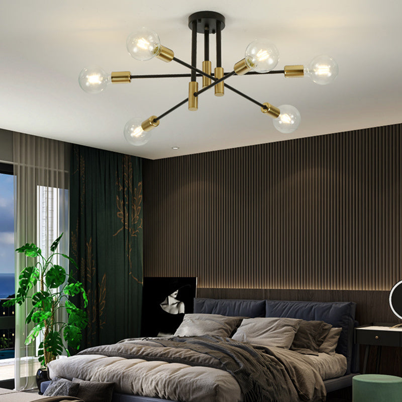 Lampadario a sospensione di metallo nero leggero moderno lampadario a soffitto in vetro moderno per soggiorno