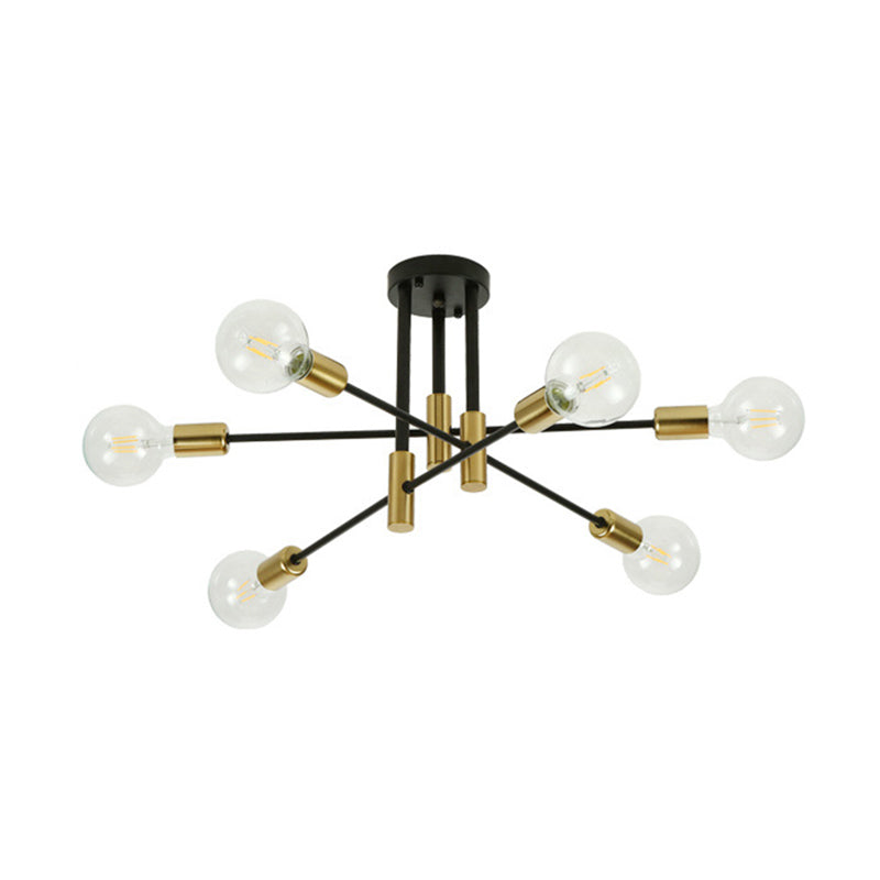 Lampadario a sospensione di metallo nero leggero moderno lampadario a soffitto in vetro moderno per soggiorno