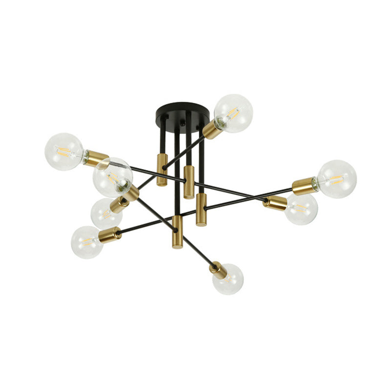 Lampadario a sospensione di metallo nero leggero moderno lampadario a soffitto in vetro moderno per soggiorno