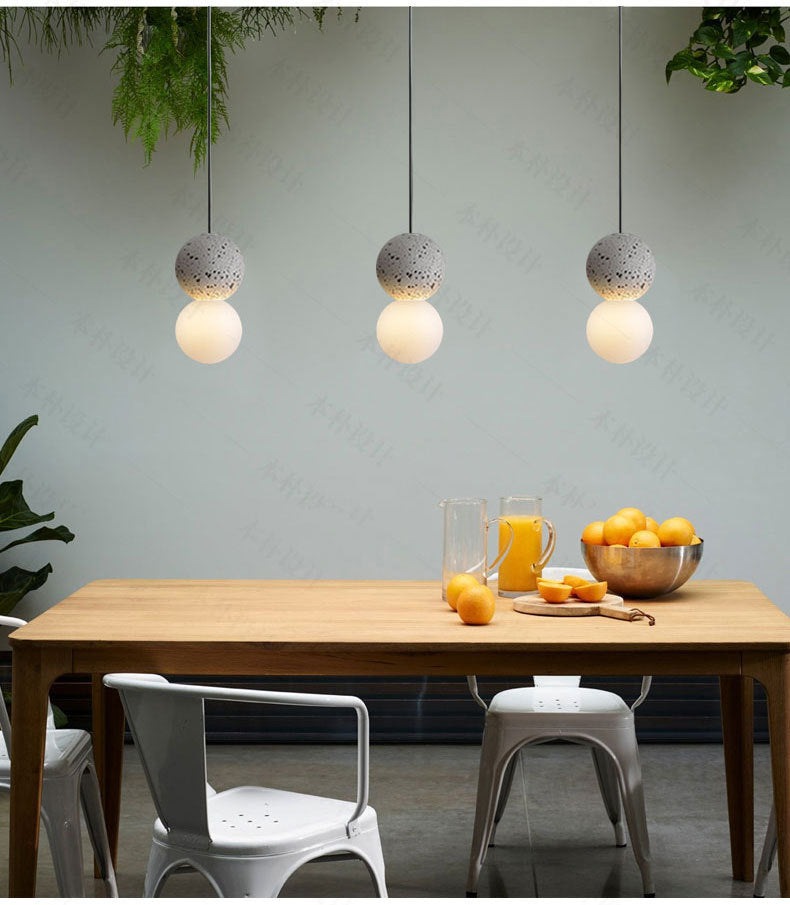 Forma sferica 1 lampada a sospensione leggera moderna lampada sospesa in cemento per soggiorno