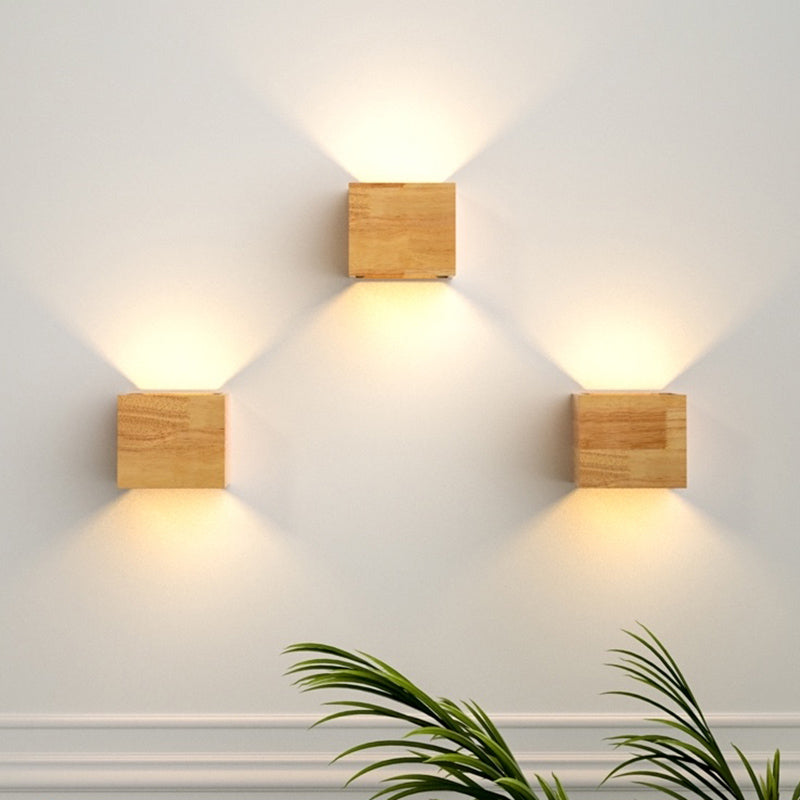 Geometric Wall Light Fixture Minimalist Style Wood Wall Lamp