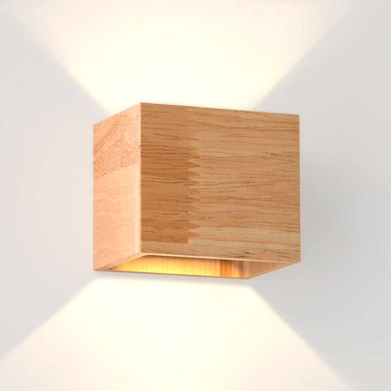 Geometric Wall Light Fixture Minimalist Style Wood Wall Lamp