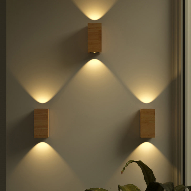 Geometric Wall Light Fixture Minimalist Style Wood Wall Lamp