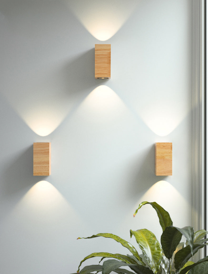 Geometric Wall Light Fixture Minimalist Style Wood Wall Lamp