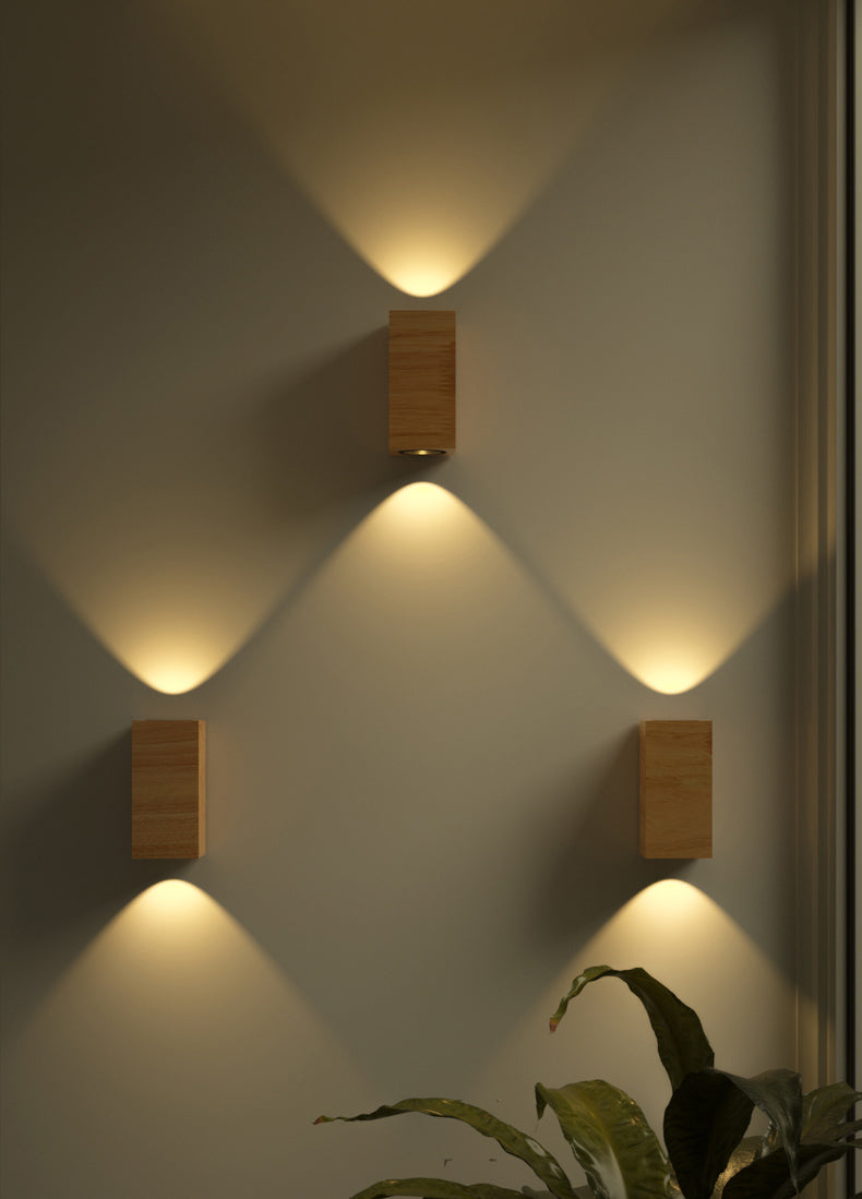 Geometric Wall Light Fixture Minimalist Style Wood Wall Lamp