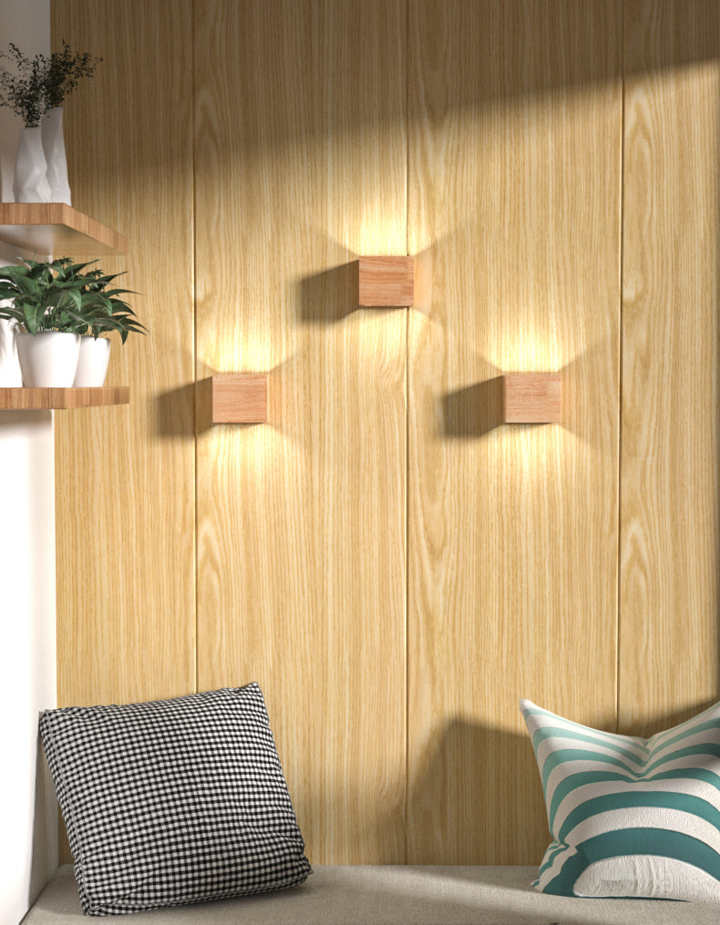 Geometric Wall Light Fixture Minimalist Style Wood Wall Lamp