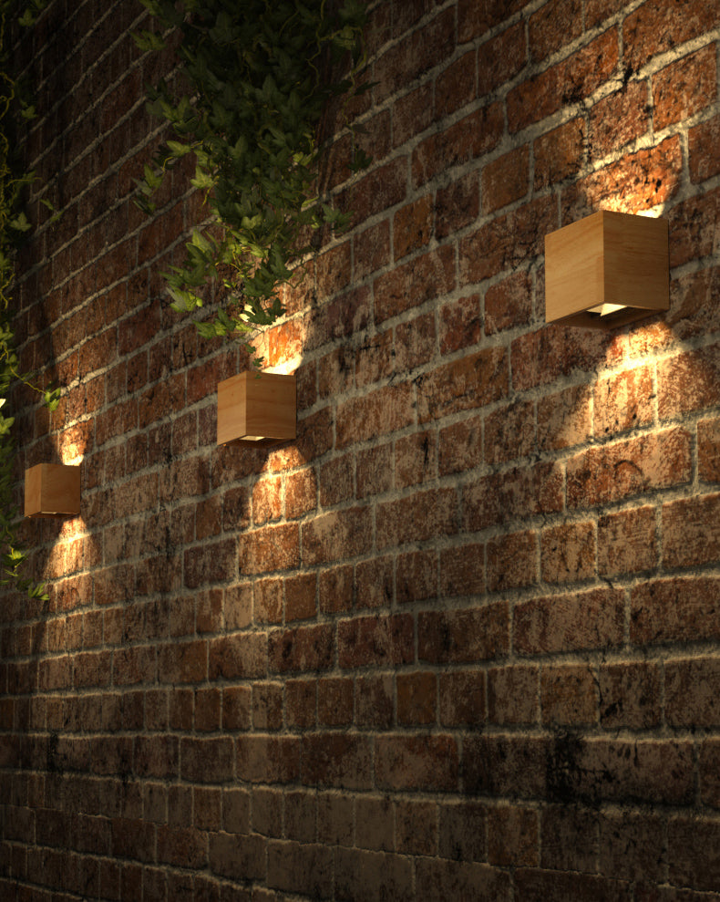 Geometric Wall Light Fixture Minimalist Style Wood Wall Lamp