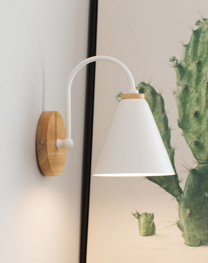 Contemporary Cone Wall Mounted Lighting Wood Wall Mount Lamp for Living Room