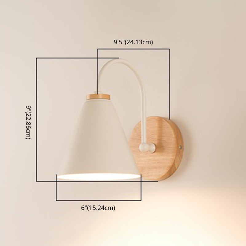 Contemporary Cone Wall Mounted Lighting Wood Wall Mount Lamp for Living Room