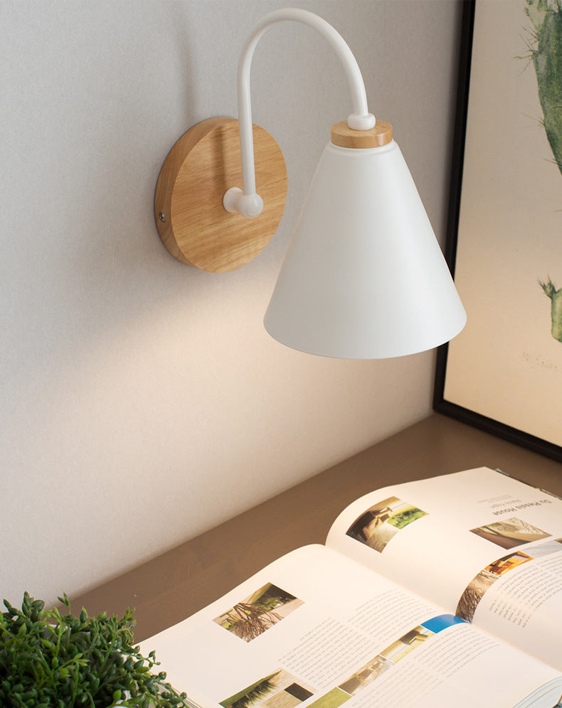Contemporary Cone Wall Mounted Lighting Wood Wall Mount Lamp for Living Room