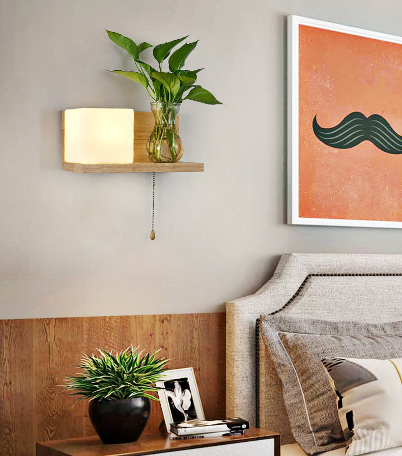 Nordic Creative Style Mur Mur Light Tifce Wood Wall Lampe