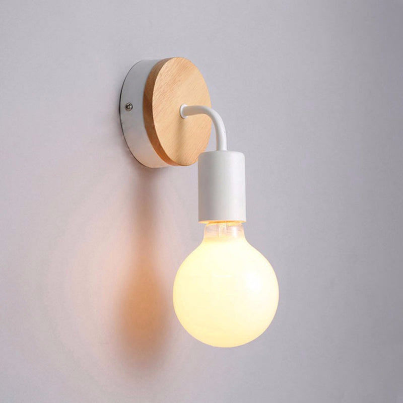 Modern Round Wall Sconce Lights Wood Wall Sconce Lighting for Bedroom