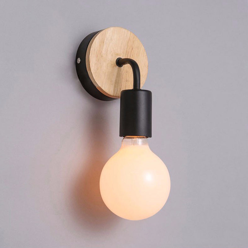 Modern Round Wall Sconce Lights Wood Wall Sconce Lighting for Bedroom