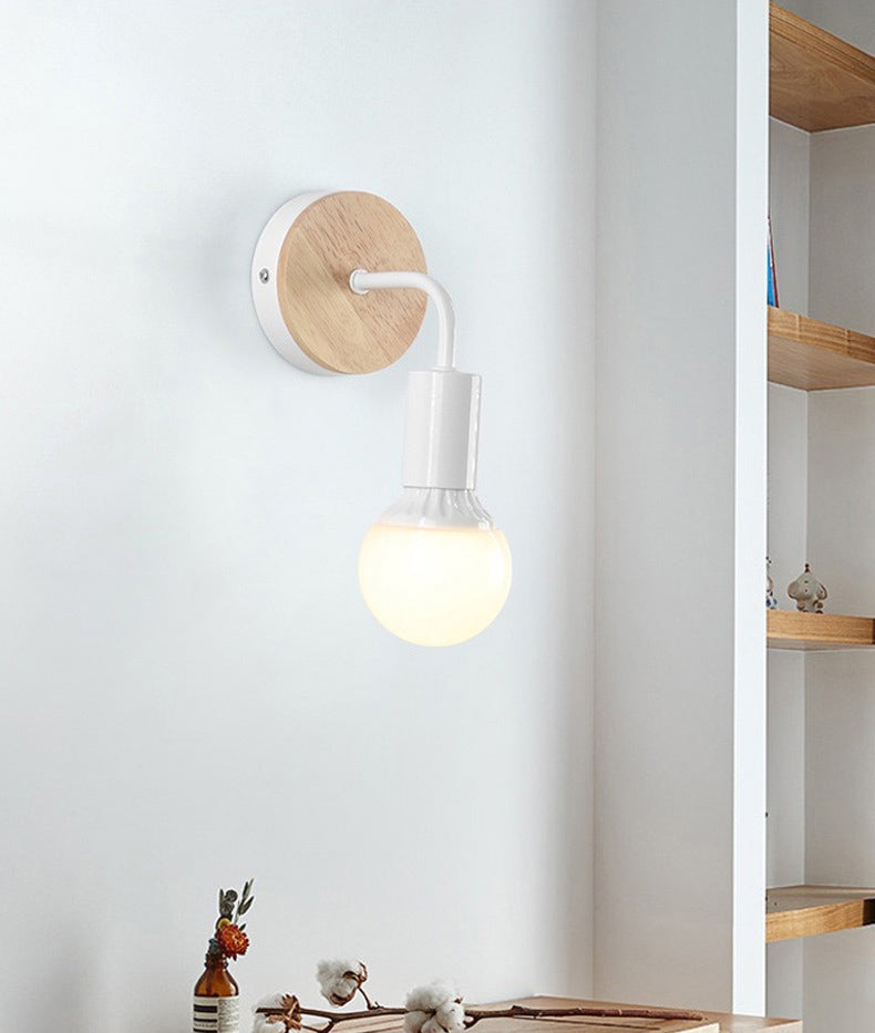 Modern Round Wall Sconce Lights Wood Wall Sconce Lighting for Bedroom