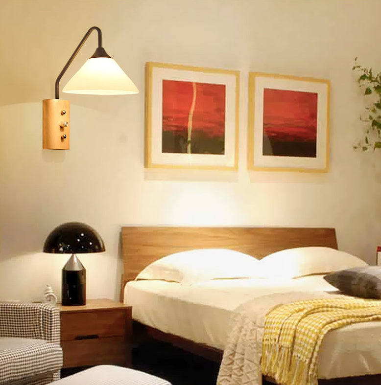 Modern Simplicity Cone Wall Lamps Opal Glass Wall Lighting Fixtures for Restaurant