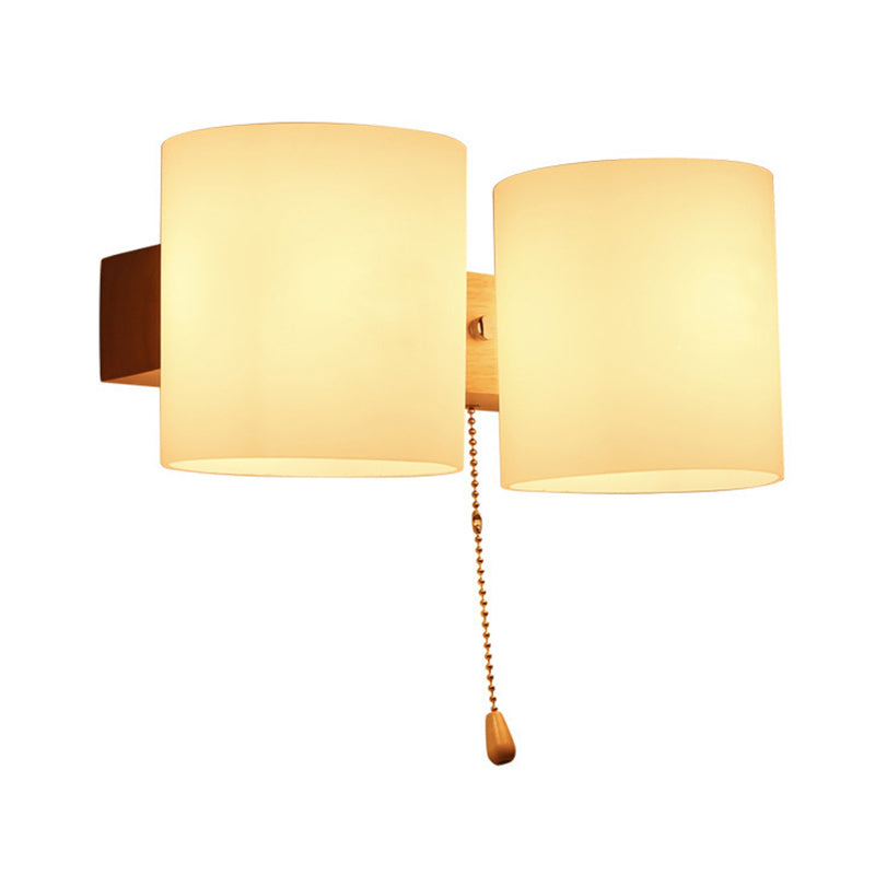 Cylinder Wall Mounted Lamp Modern Simplicity Milk Glass Wall Mount Lamp for Living Room