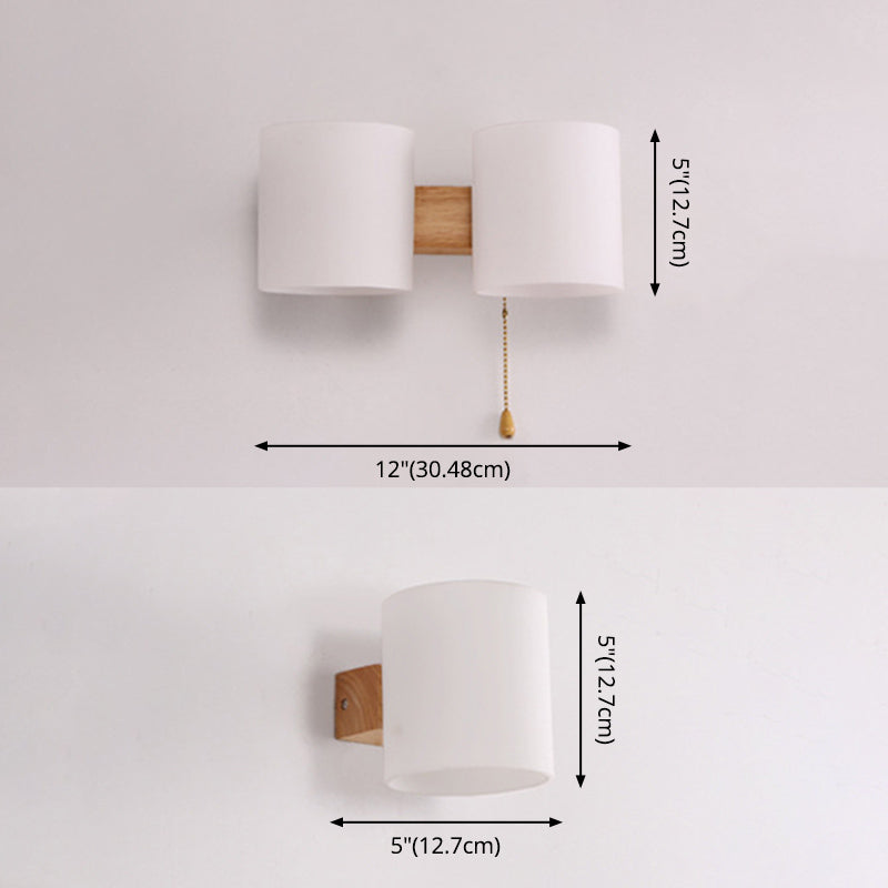 Cylinder Wall Mounted Lamp Modern Simplicity Milk Glass Wall Mount Lamp for Living Room